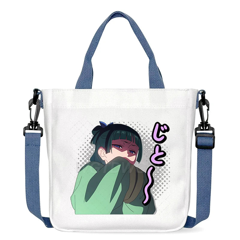Cartoon The Apothecary Diaries Shoulder Bag Cute Maomao Pattern Canvas Crossbody Bags Casual Anime Women and Kids Messenger Bag
