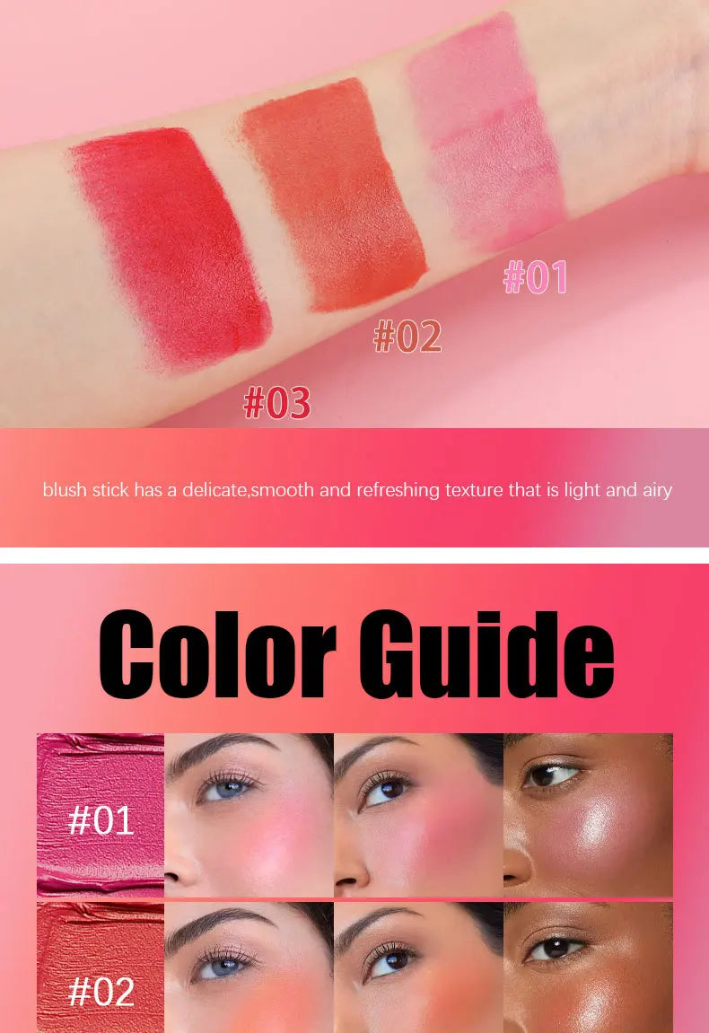 Multi Functional Blush Stick Waterproof Long Lasting Easy Color Delicate Moisture