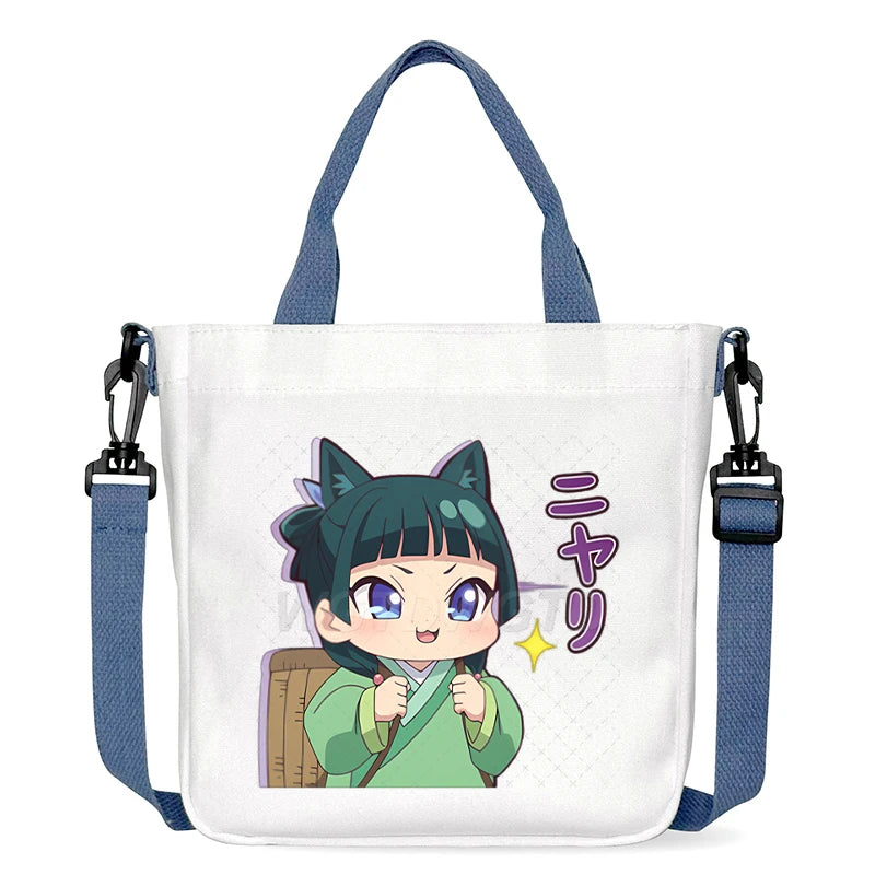 Cartoon The Apothecary Diaries Shoulder Bag Cute Maomao Pattern Canvas Crossbody Bags Casual Anime Women and Kids Messenger Bag