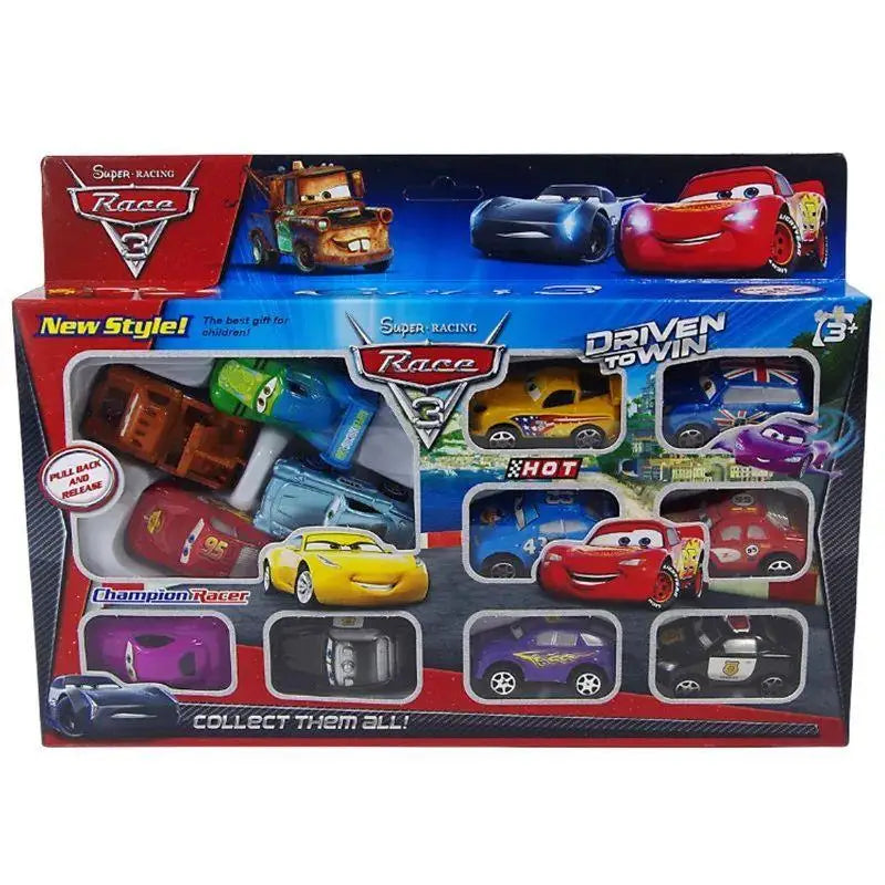 12pcs/Set Disney Pixar Cars Lightning Mcqueen Jackson Storm Mater Pvc Model Back-Force Car Toy For Kids Birthday Gift Set