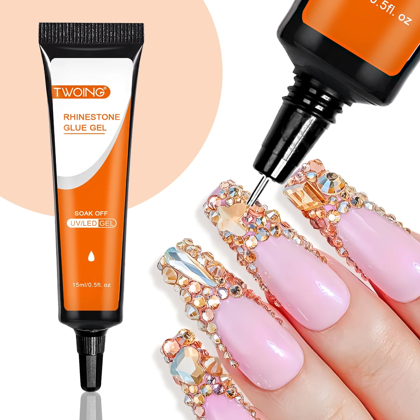 15mL Gel Nail Glue for Rhinestones for Nails Super Adhesive NO Wipe Nail Gem Glue for Nail Crystals Beads Diamonds Sticker 3D