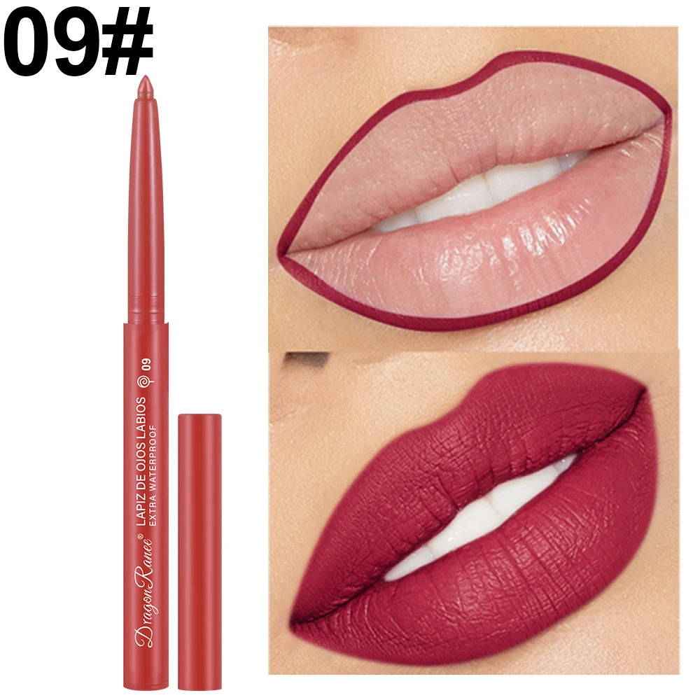 Lip Liner Lipstick Pen Waterproof Long-Lasting Hook Line Lip Pencil Matte Matte Beginner Automatic Lip Liner Bean Paste Color Hook Pen Automatic Rotating Lip Liner