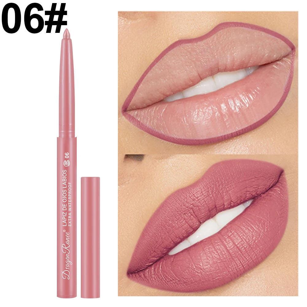 Lip Liner Lipstick Pen Waterproof Long-Lasting Hook Line Lip Pencil Matte Matte Beginner Automatic Lip Liner Bean Paste Color Hook Pen Automatic Rotating Lip Liner