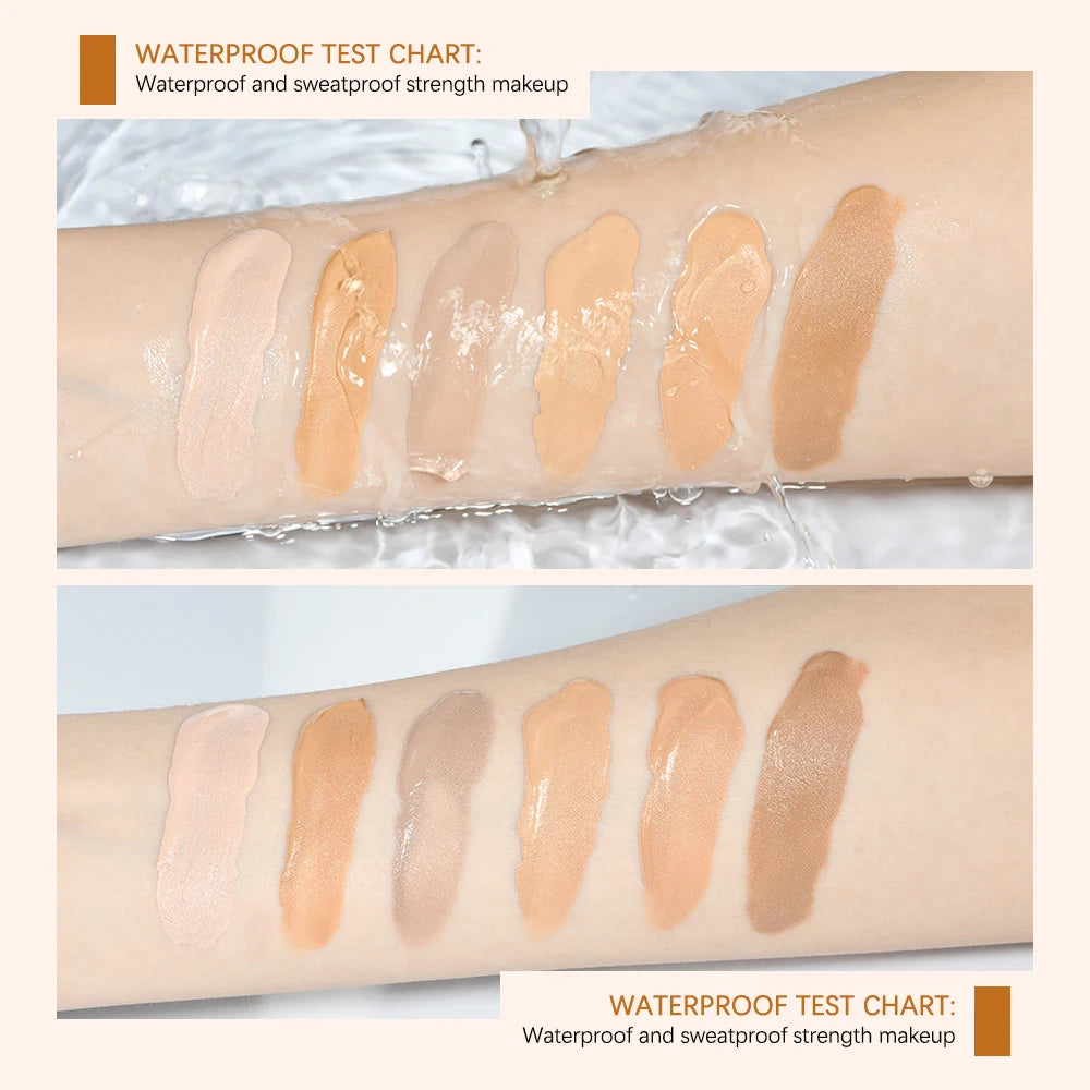 Flawless All Day 6 Color Waterproof Concealer Foundation For Women Makeup Full Coverage Long Lasting Moisturizing