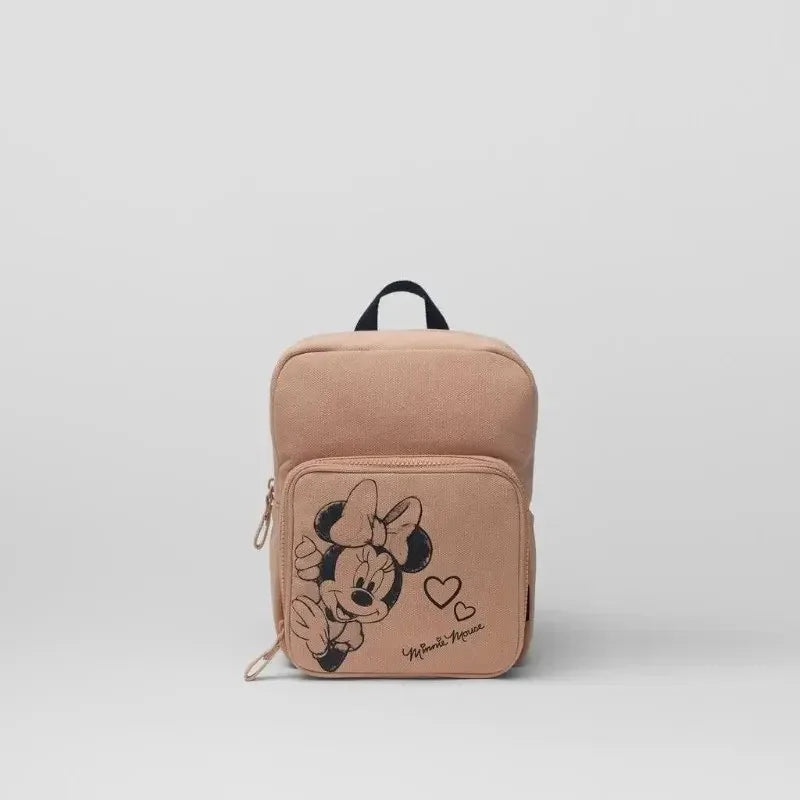Disney Mickey Mouse Cartoon Fashion Backpack Women's Minnie Canvas School Bag Fashion Large Capacity Backpack Girls Mochila
