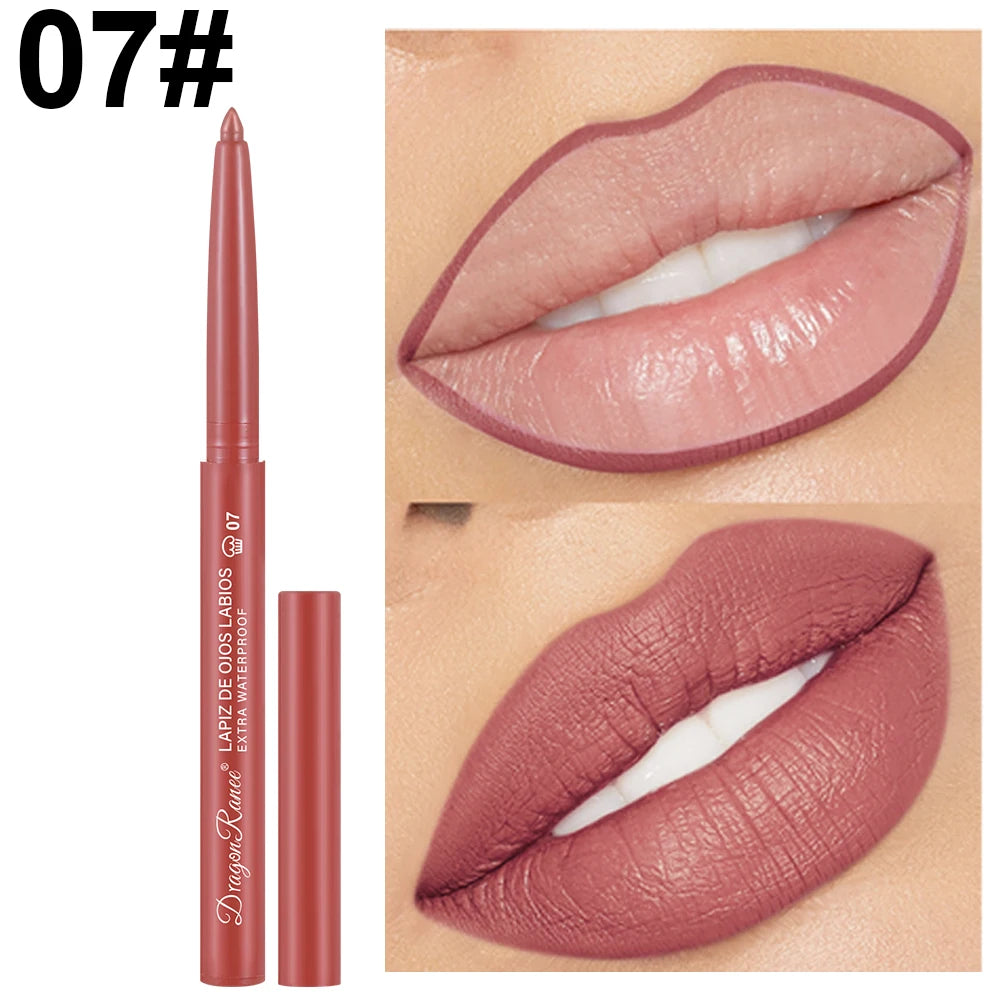 Lip Liner Lipstick Pen Waterproof Long-Lasting Hook Line Lip Pencil Matte Matte Beginner Automatic Lip Liner Bean Paste Color Hook Pen Automatic Rotating Lip Liner