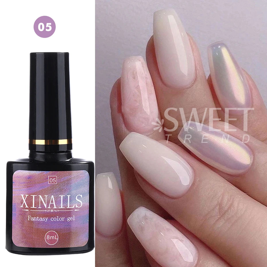 8ml Aurora Top Coat Gel Nail Polish Iridescent Pearl Soak Off Lacquer Sealing Shimmer Mermaid Effect UV LED Manicure Varnishes