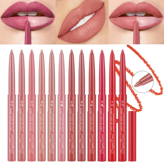 Lip Liner Lipstick Pen Waterproof Long-Lasting Hook Line Lip Pencil Matte Matte Beginner Automatic Lip Liner Bean Paste Color Hook Pen Automatic Rotating Lip Liner