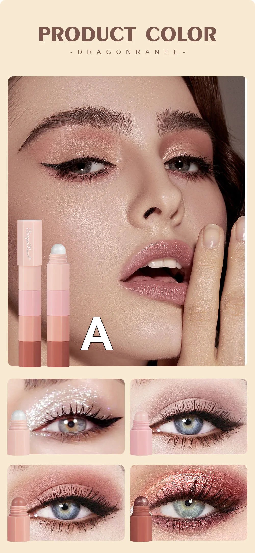 Dragon Ranee 4 color/set Lazy Eyeshadow Pencil Waterproof Non-Smudge Highlighter Silkworm Pencil Pearlescent