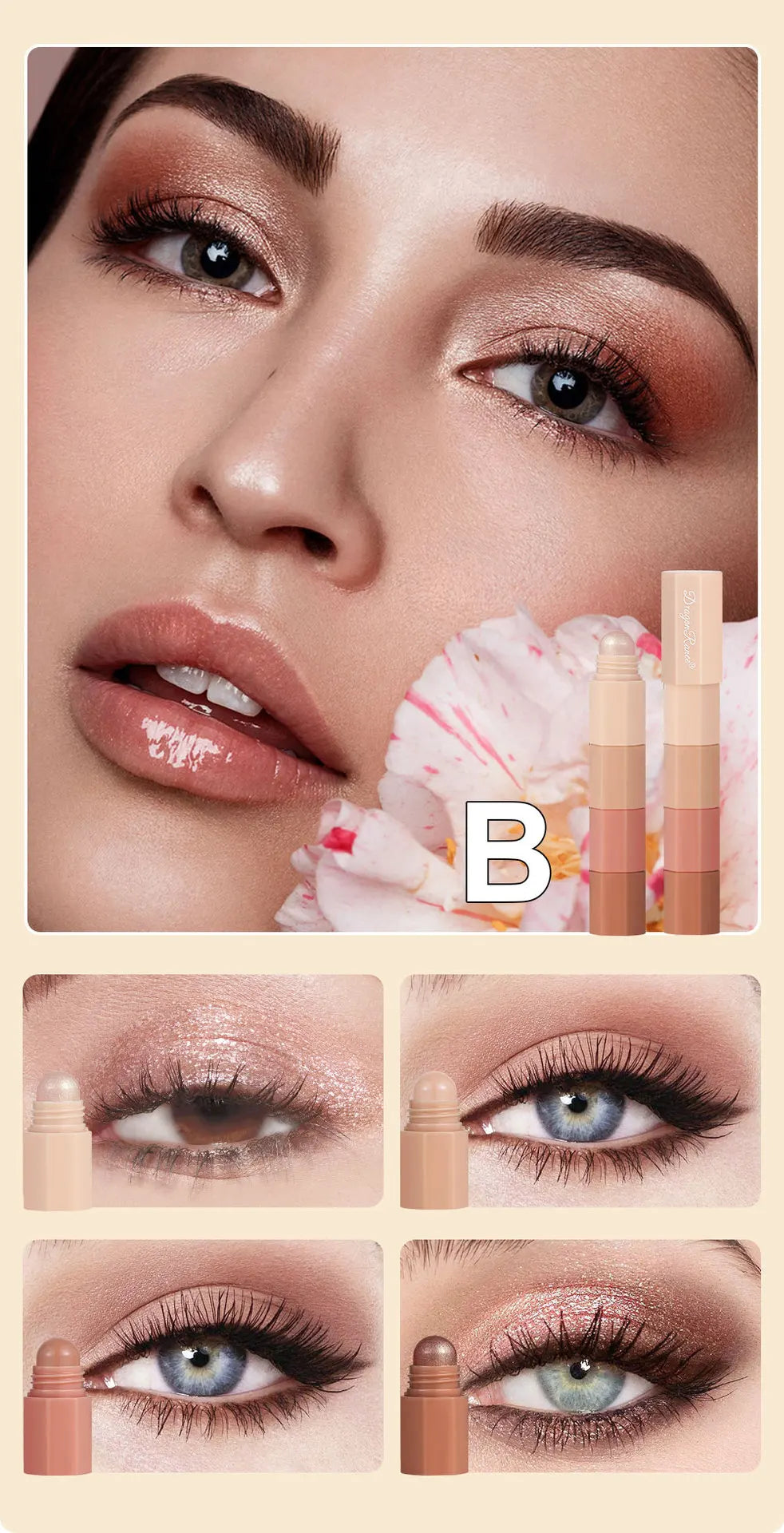 Dragon Ranee 4 color/set Lazy Eyeshadow Pencil Waterproof Non-Smudge Highlighter Silkworm Pencil Pearlescent