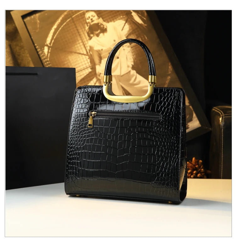 High-grade light luxury handbag 2024 new autumn and winter fashion Tote bag women's crocodile print single shoulder crossbodybagh