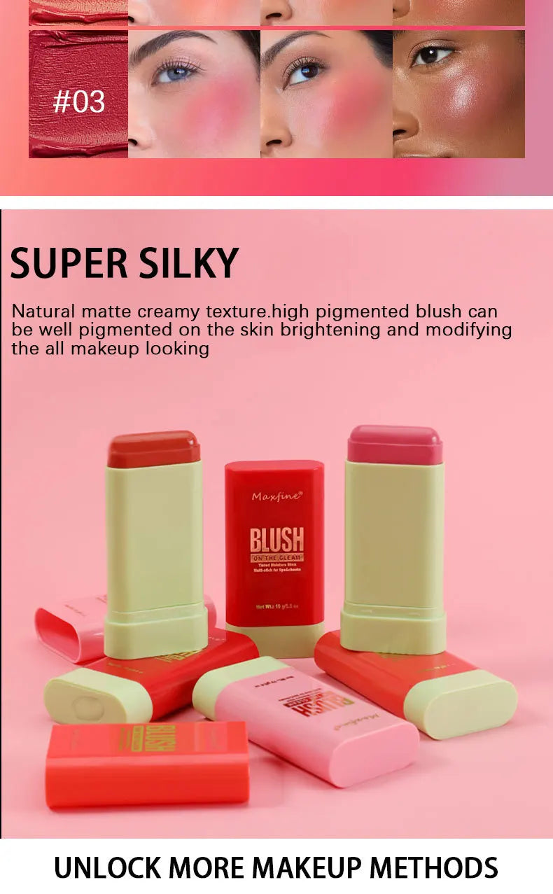 Multi Functional Blush Stick Waterproof Long Lasting Easy Color Delicate Moisture