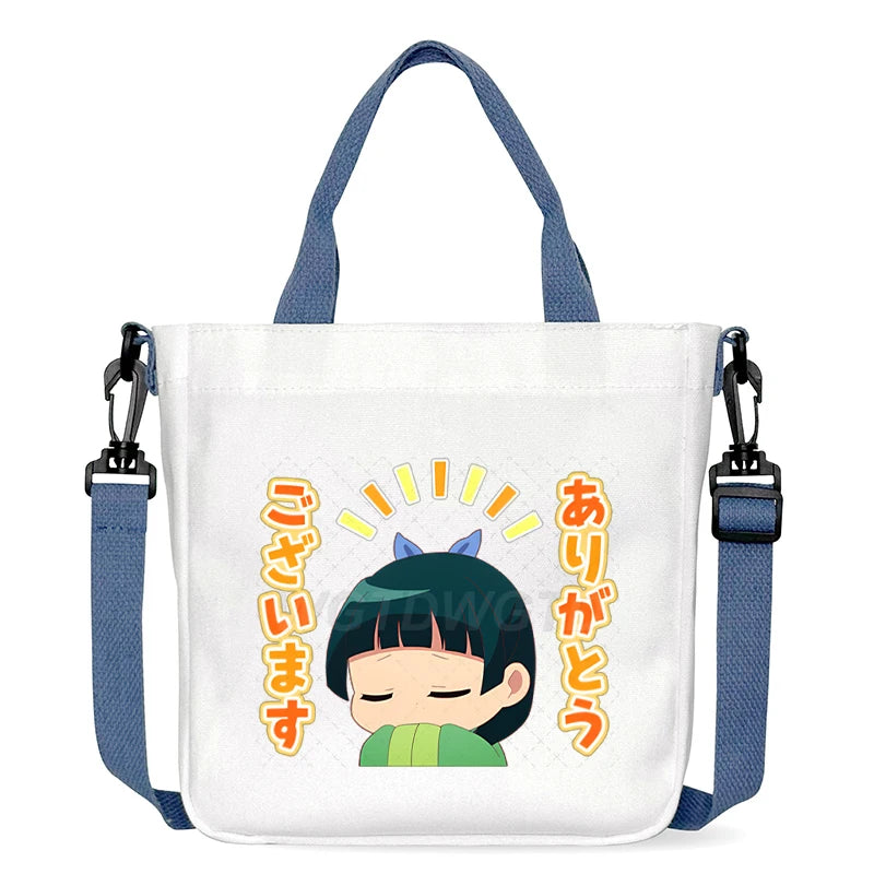 Cartoon The Apothecary Diaries Shoulder Bag Cute Maomao Pattern Canvas Crossbody Bags Casual Anime Women and Kids Messenger Bag