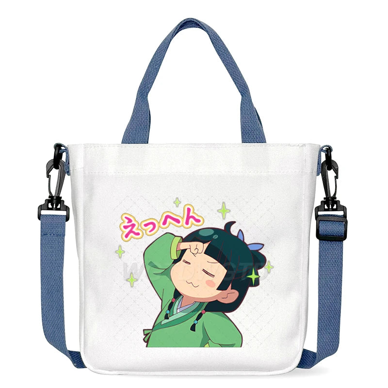 Cartoon The Apothecary Diaries Shoulder Bag Cute Maomao Pattern Canvas Crossbody Bags Casual Anime Women and Kids Messenger Bag