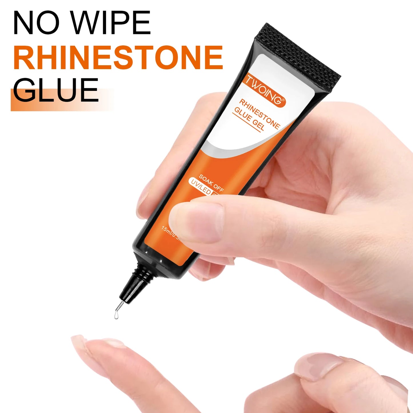 15mL Gel Nail Glue for Rhinestones for Nails Super Adhesive NO Wipe Nail Gem Glue for Nail Crystals Beads Diamonds Sticker 3D