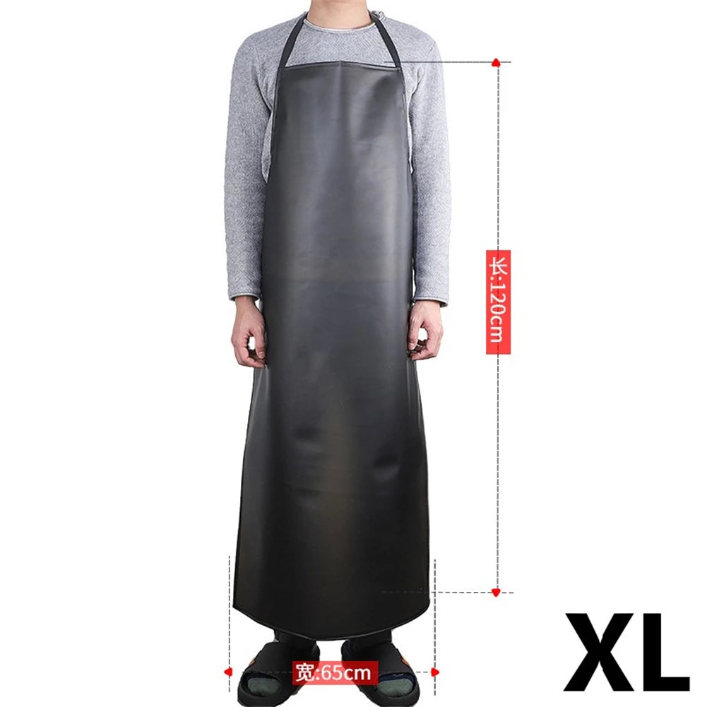 Waterproof Oilproof PVC Black Apron For Kitchen Waterproof Areas Work Cleaner Wipeable Oil Resistant Baking Accessories