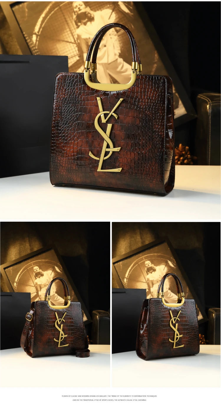 High-grade light luxury handbag 2024 new autumn and winter fashion Tote bag women's crocodile print single shoulder crossbodybagh