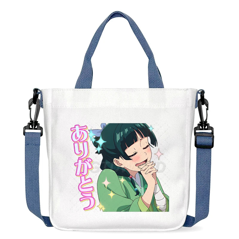 Cartoon The Apothecary Diaries Shoulder Bag Cute Maomao Pattern Canvas Crossbody Bags Casual Anime Women and Kids Messenger Bag