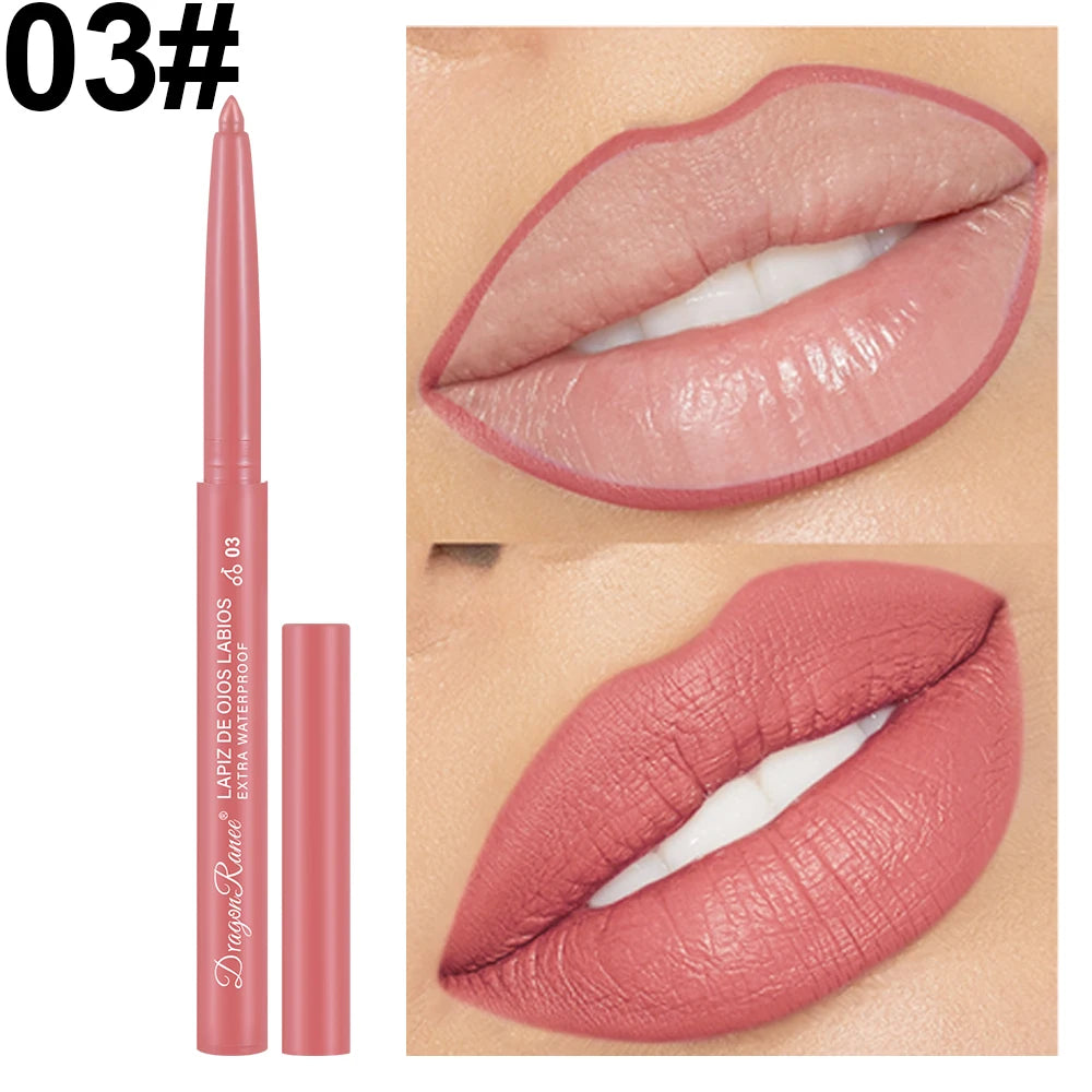 Lip Liner Lipstick Pen Waterproof Long-Lasting Hook Line Lip Pencil Matte Matte Beginner Automatic Lip Liner Bean Paste Color Hook Pen Automatic Rotating Lip Liner