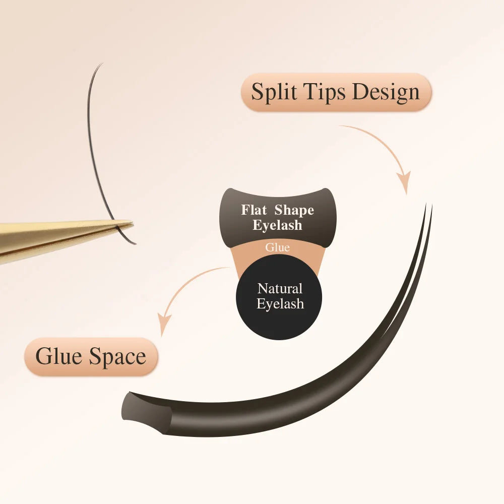 NAGARAKU Flat Ellipse Eyelash Split Tips Matte Gray Black Color Super Soft Gentle Natural Eyelash Extension Flat Shape Lashes