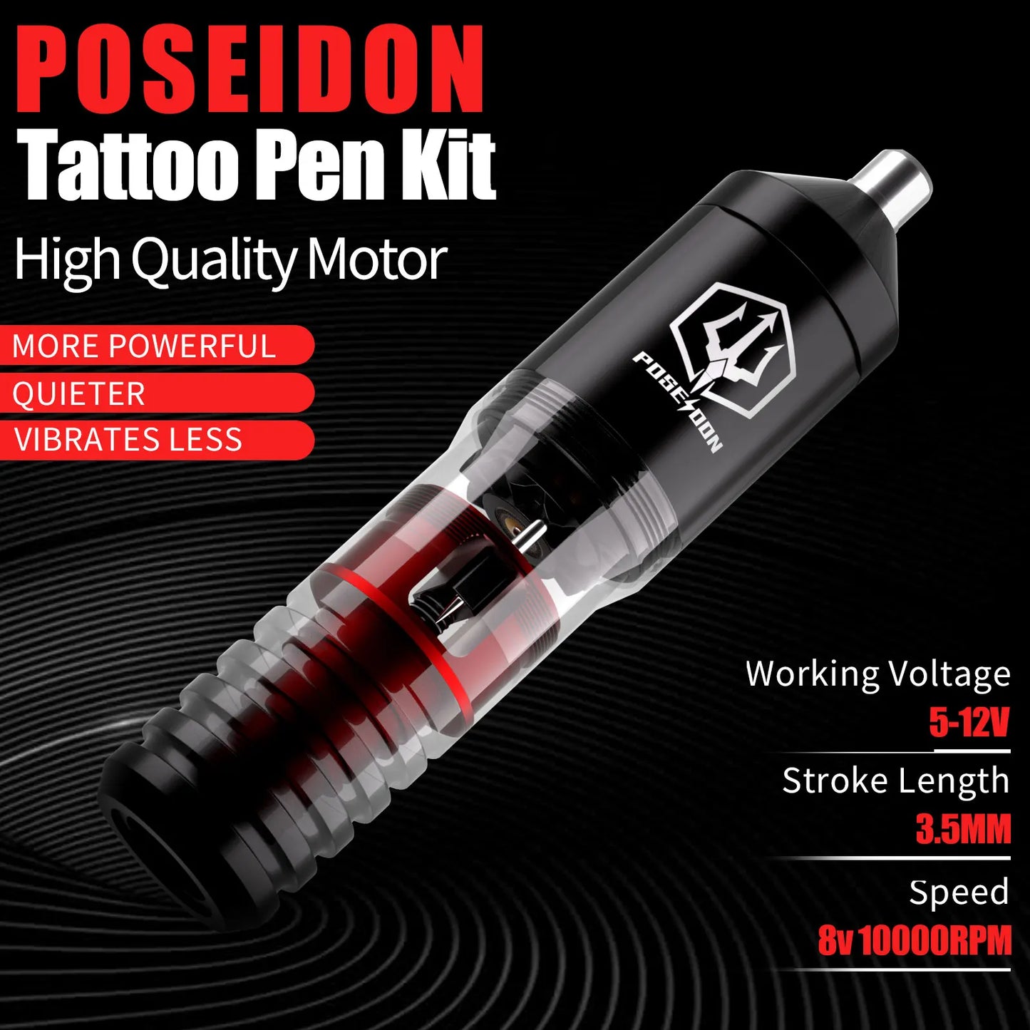Tattoo Kit POSEIDON High Power Tattoo Pen Kit For Permanent Makeup Tattoo Machine Kit High Quality Tattoo Power Supply Tattoo Gu