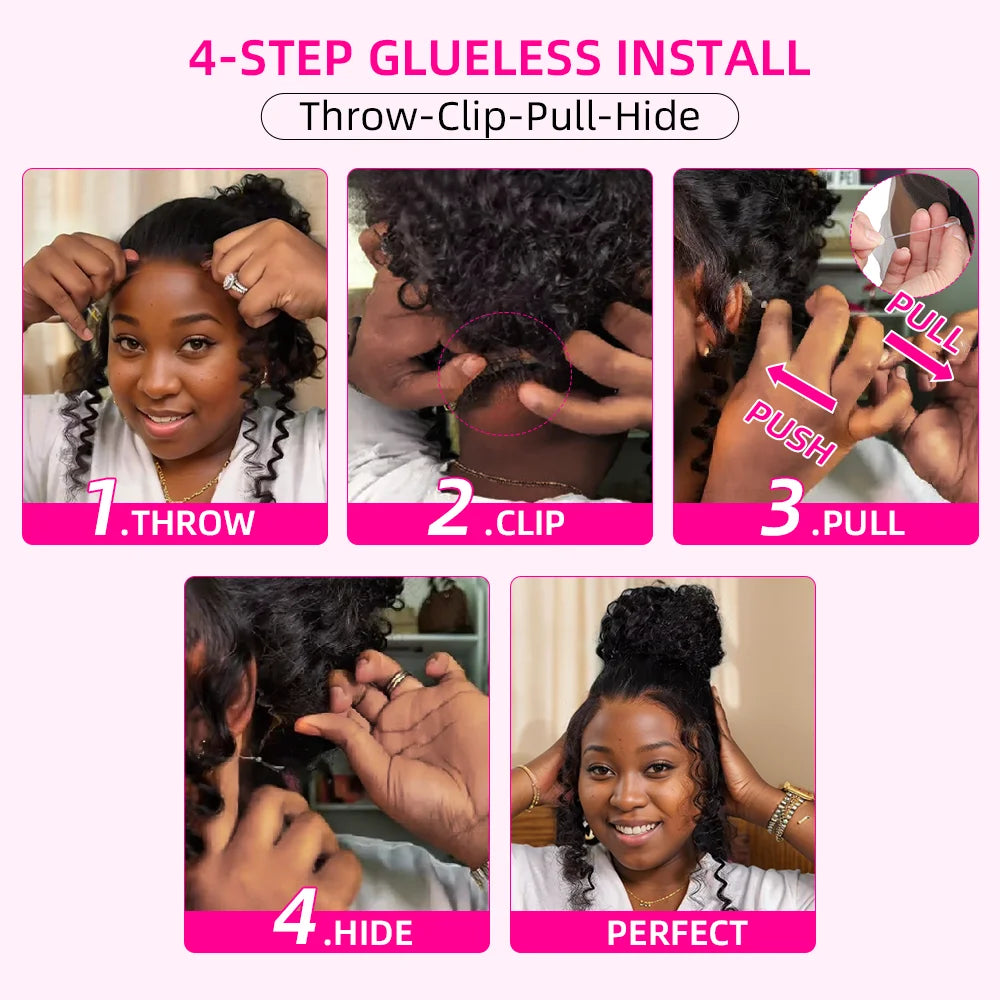Glueless Invisi-Drawstring 360 Full Lace Wig 200 Density Body Wave HD Transparent Lace Front Wigs Human Hair Brazilian Remy Hair