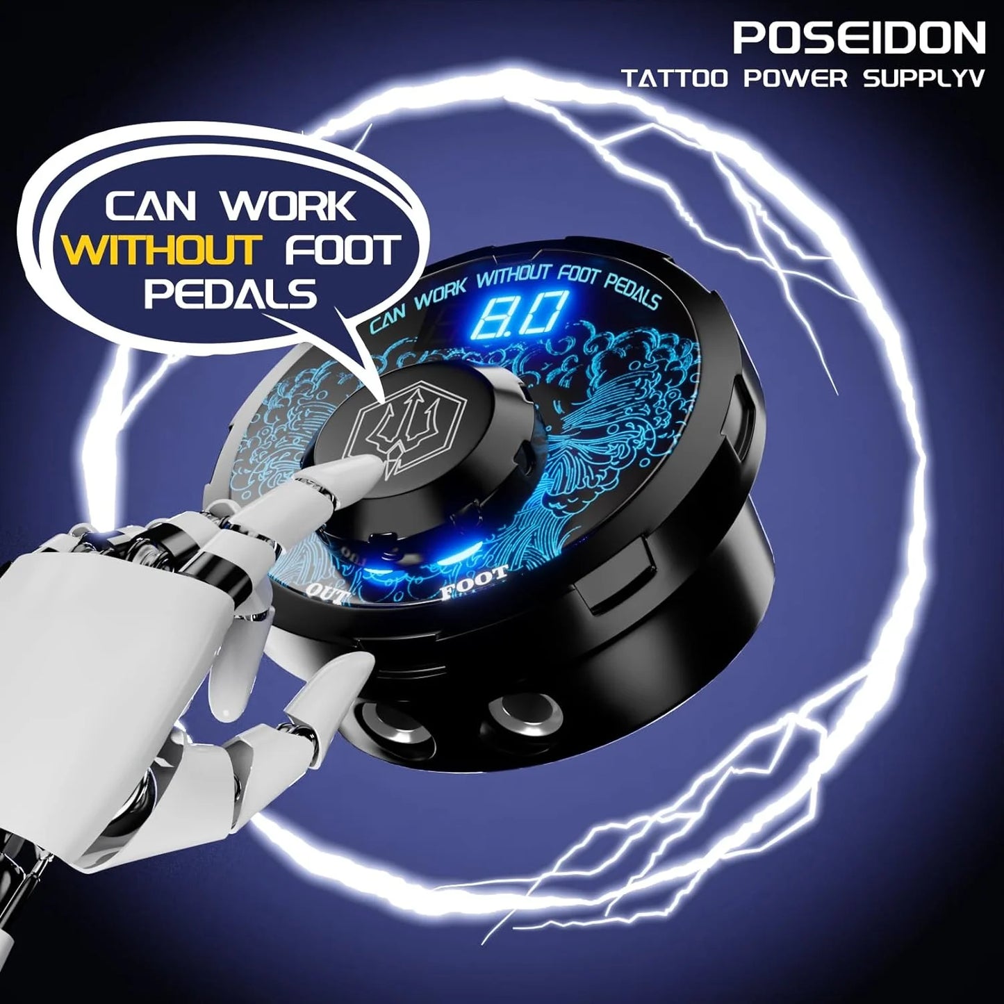 Tattoo Kit POSEIDON High Power Tattoo Pen Kit For Permanent Makeup Tattoo Machine Kit High Quality Tattoo Power Supply Tattoo Gu