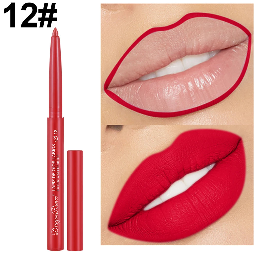 Lip Liner Lipstick Pen Waterproof Long-Lasting Hook Line Lip Pencil Matte Matte Beginner Automatic Lip Liner Bean Paste Color Hook Pen Automatic Rotating Lip Liner