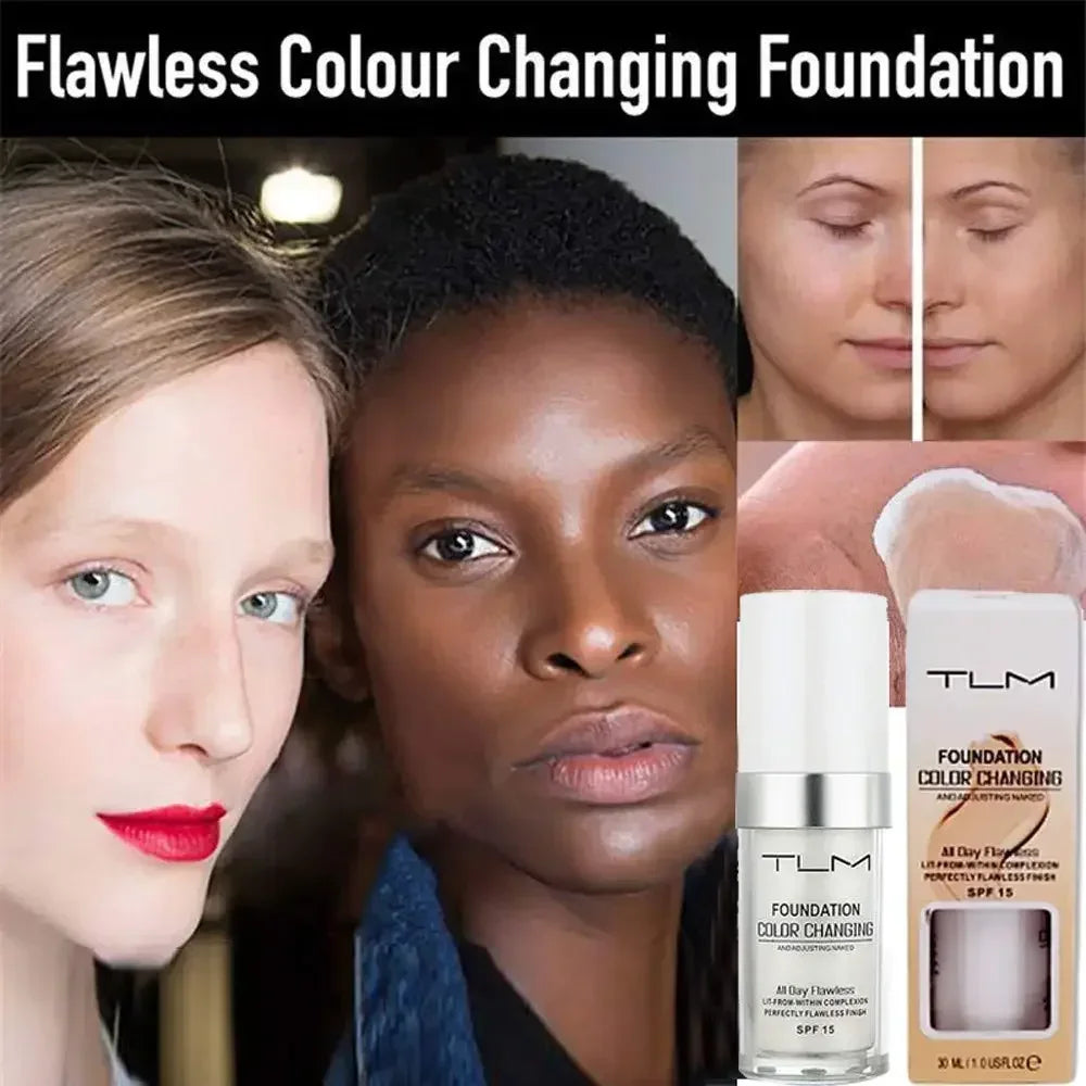 30ML TLM Foundation Color Changing Makeup Base Nude Face Full Cover Matte Concealer Long Lasting Make Up Liquid Foundation Cream