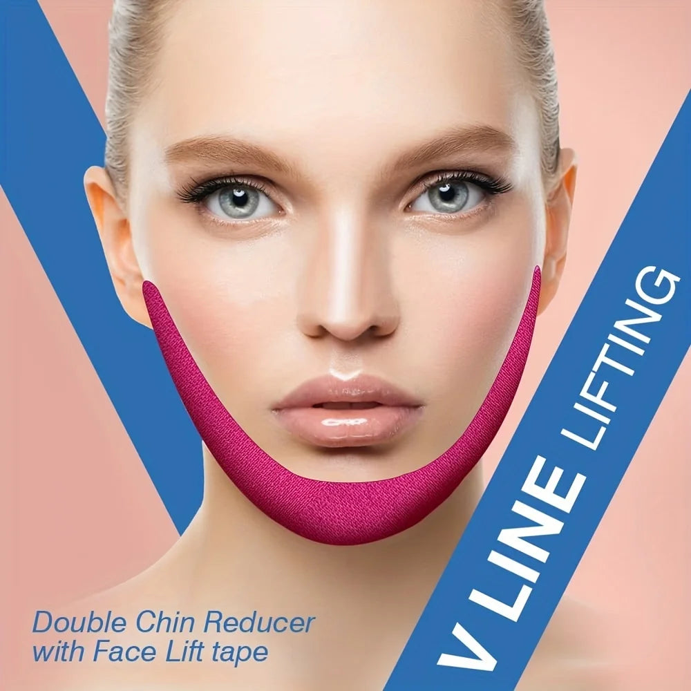 Elastic Face Lift Tape-Instantly Lifts Sagging Jowls,Neck Skin,and Double Chin for a Defined V Jawline-Reusable-0.98*196.85 inch
