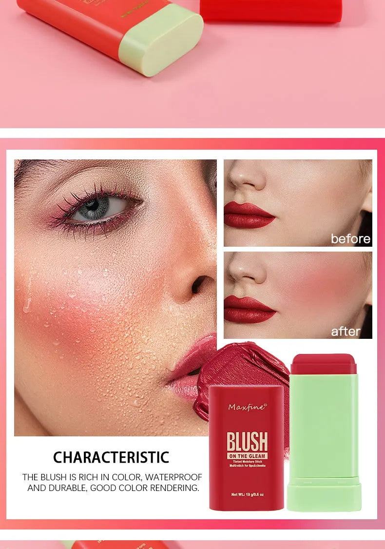 Multi Functional Blush Stick Waterproof Long Lasting Easy Color Delicate Moisture