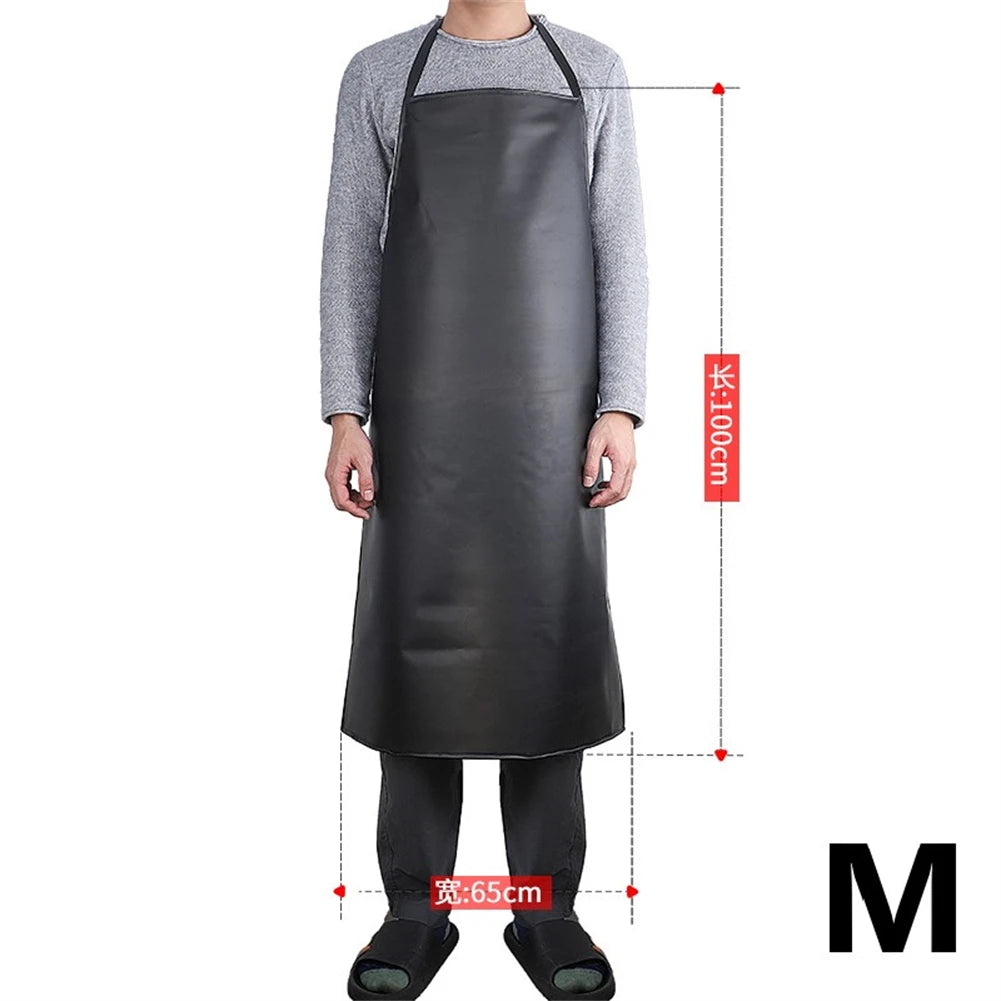 Waterproof Oilproof PVC Black Apron For Kitchen Waterproof Areas Work Cleaner Wipeable Oil Resistant Baking Accessories