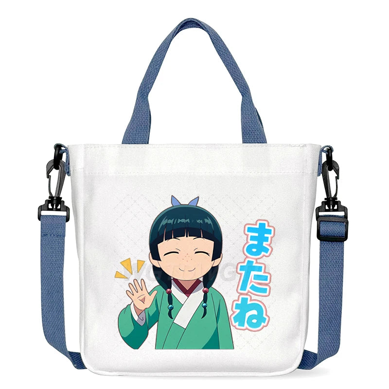 Cartoon The Apothecary Diaries Shoulder Bag Cute Maomao Pattern Canvas Crossbody Bags Casual Anime Women and Kids Messenger Bag