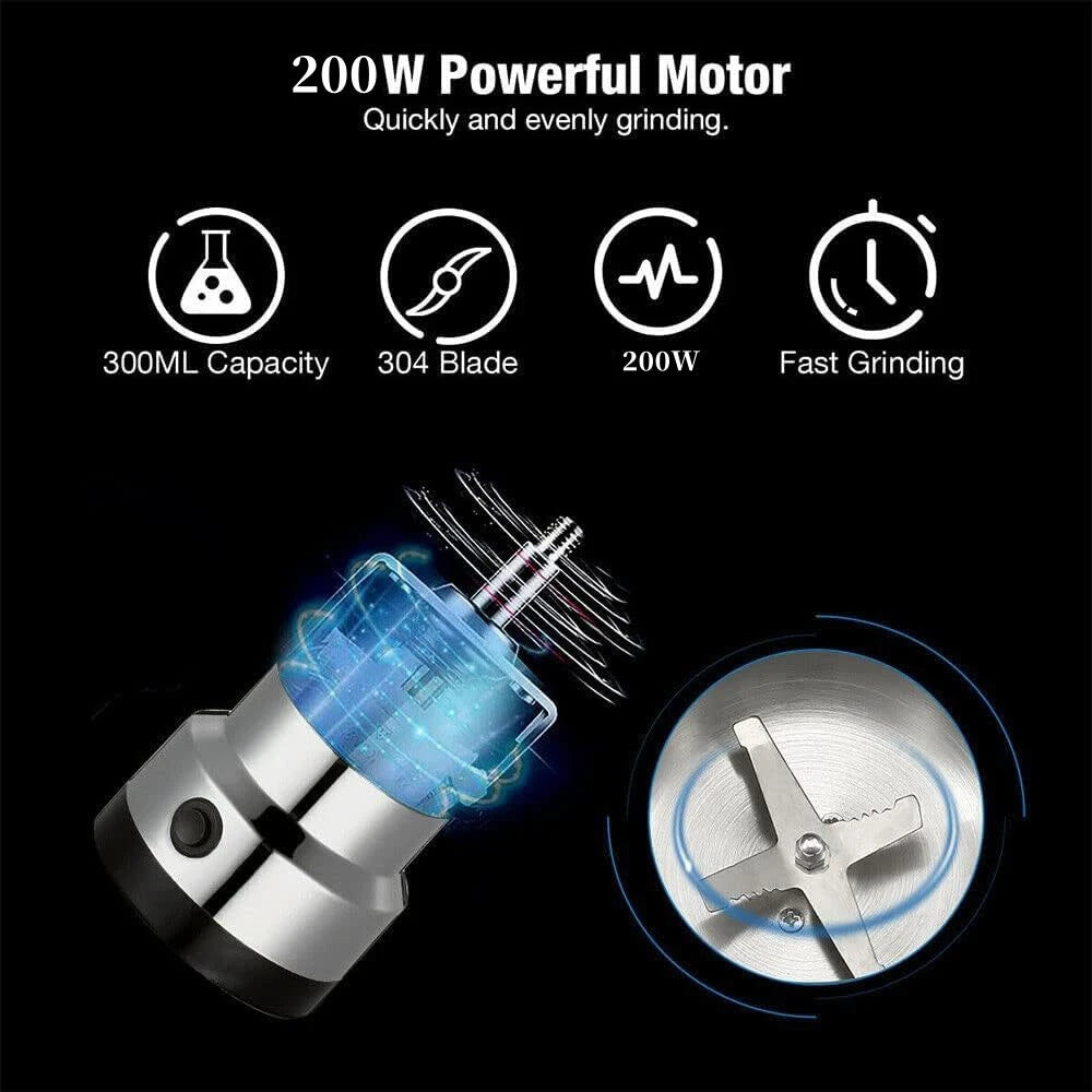 Portable Blender With USB Rechargeable Mini Kitchen Fruit Juice Mixer Home Simple Portable Electric Mini Juicerric Grinder Four Edged Blade Kitchen Cereal Nuts Beans Spices Grains Grinder Machine Multifunctional Home Coffee Grinder