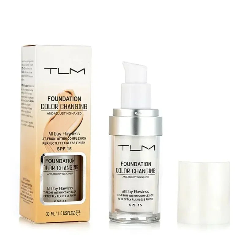 30ML TLM Foundation Color Changing Makeup Base Nude Face Full Cover Matte Concealer Long Lasting Make Up Liquid Foundation Cream
