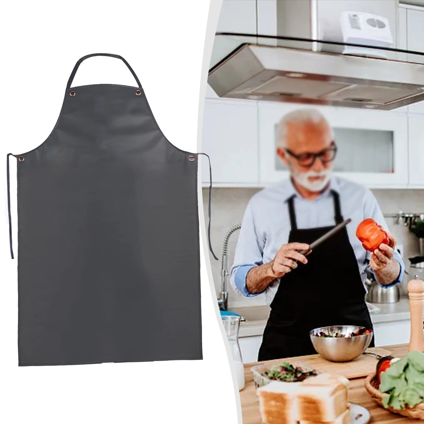 Waterproof Oilproof PVC Black Apron For Kitchen Waterproof Areas Work Cleaner Wipeable Oil Resistant Baking Accessories