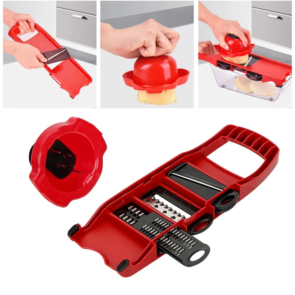 Kitchen Gadget Multi- 6 Blades Slicer Vegetable Mandoline Slicer Cooking Tool Sets Fruit Cutter Grater Utensil for the kitchen