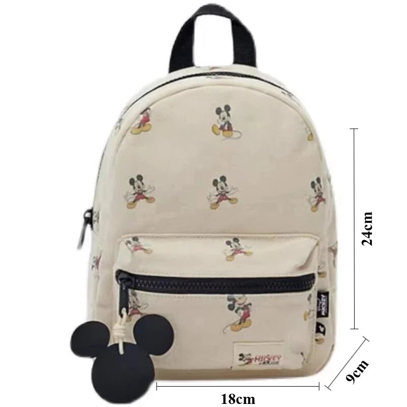 Disney Mickey Mouse Cartoon Fashion Backpack Women's Minnie Canvas School Bag Fashion Large Capacity Backpack Girls Mochila