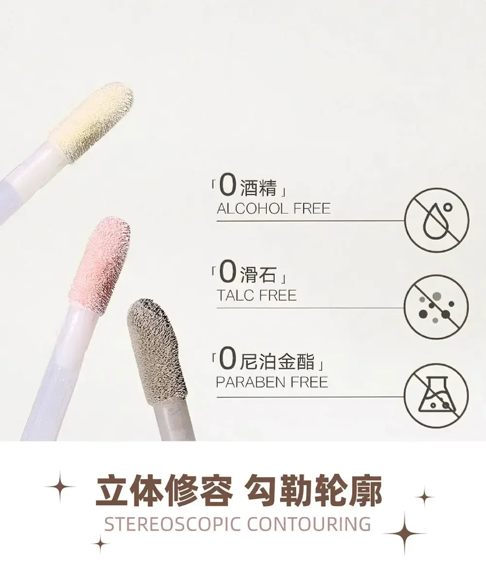 Dual-End Liquid Highlighter Pen, Skin Brightening & Contouring Stick, Natural Contour, Long-Lasting, Waterproof