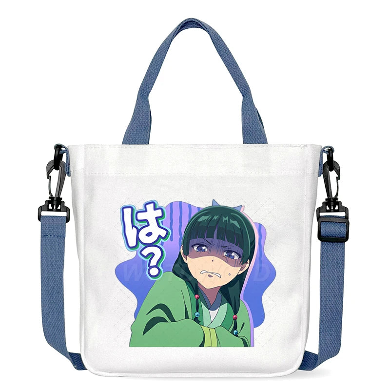Cartoon The Apothecary Diaries Shoulder Bag Cute Maomao Pattern Canvas Crossbody Bags Casual Anime Women and Kids Messenger Bag