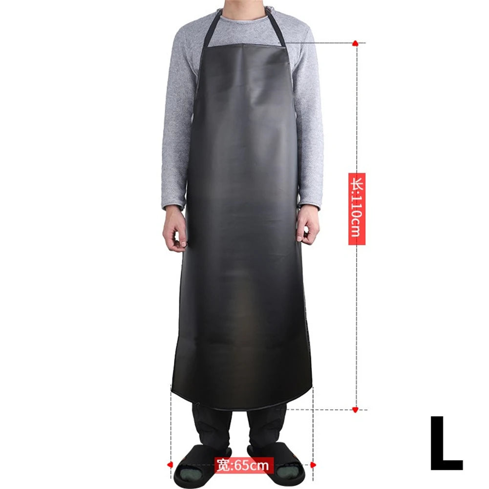 Waterproof Oilproof PVC Black Apron For Kitchen Waterproof Areas Work Cleaner Wipeable Oil Resistant Baking Accessories