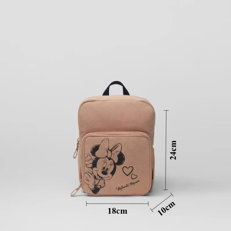 Disney Mickey Mouse Cartoon Fashion Backpack Women's Minnie Canvas School Bag Fashion Large Capacity Backpack Girls Mochila