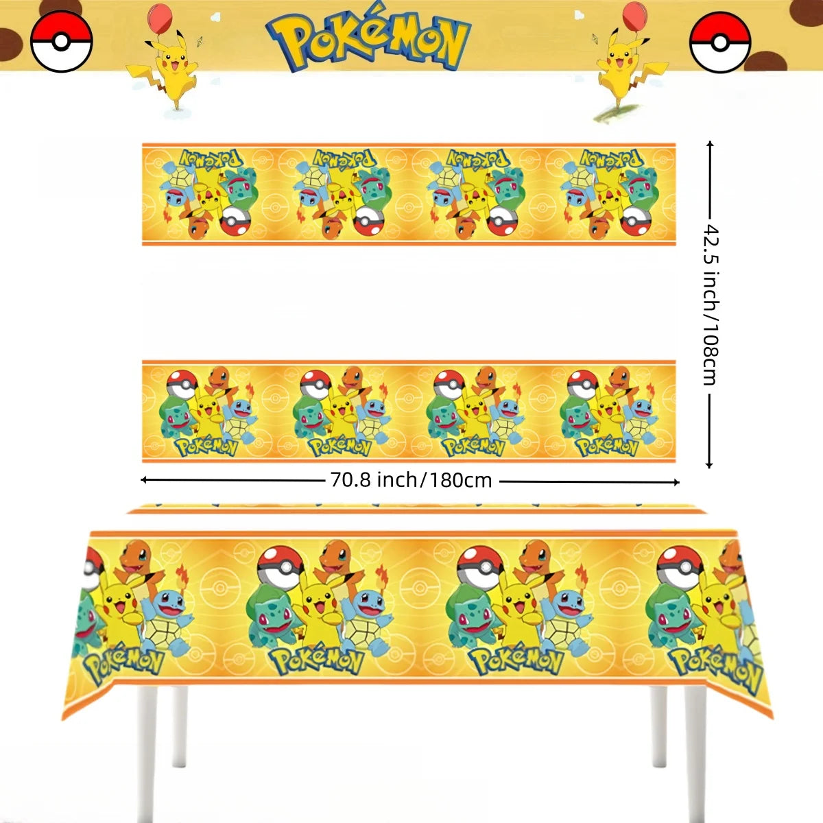 Pokemon Tablecloth Birthday Party Decoration Pikachu Disposable Table Cloth Table Cover Baby Shower Kids Toy Gift Party Supplies