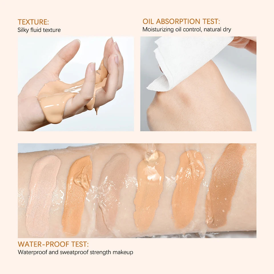 Flawless All Day 6 Color Waterproof Concealer Foundation For Women Makeup Full Coverage Long Lasting Moisturizing