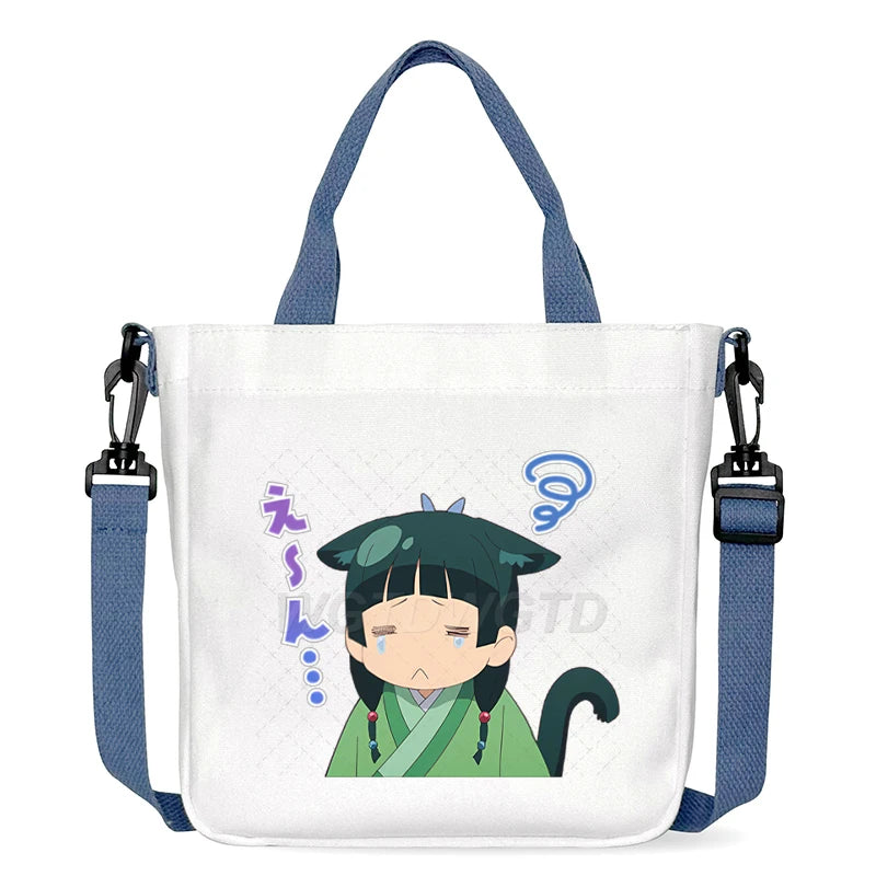 Cartoon The Apothecary Diaries Shoulder Bag Cute Maomao Pattern Canvas Crossbody Bags Casual Anime Women and Kids Messenger Bag