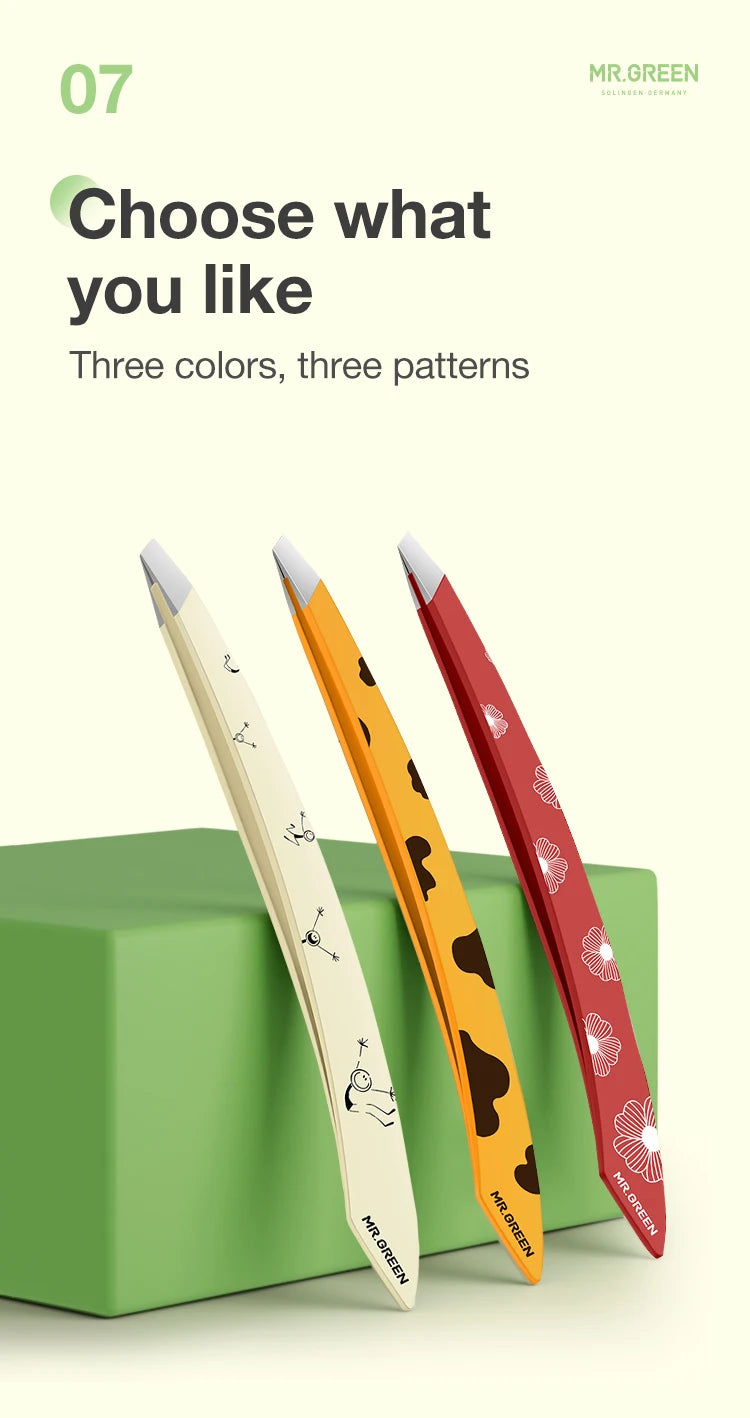 MR.GREEN Curve Handle Eyebrows Tweezers Professional Fine Hairs Puller Makeup Tools Stainless Steel Beauty Clips Removal