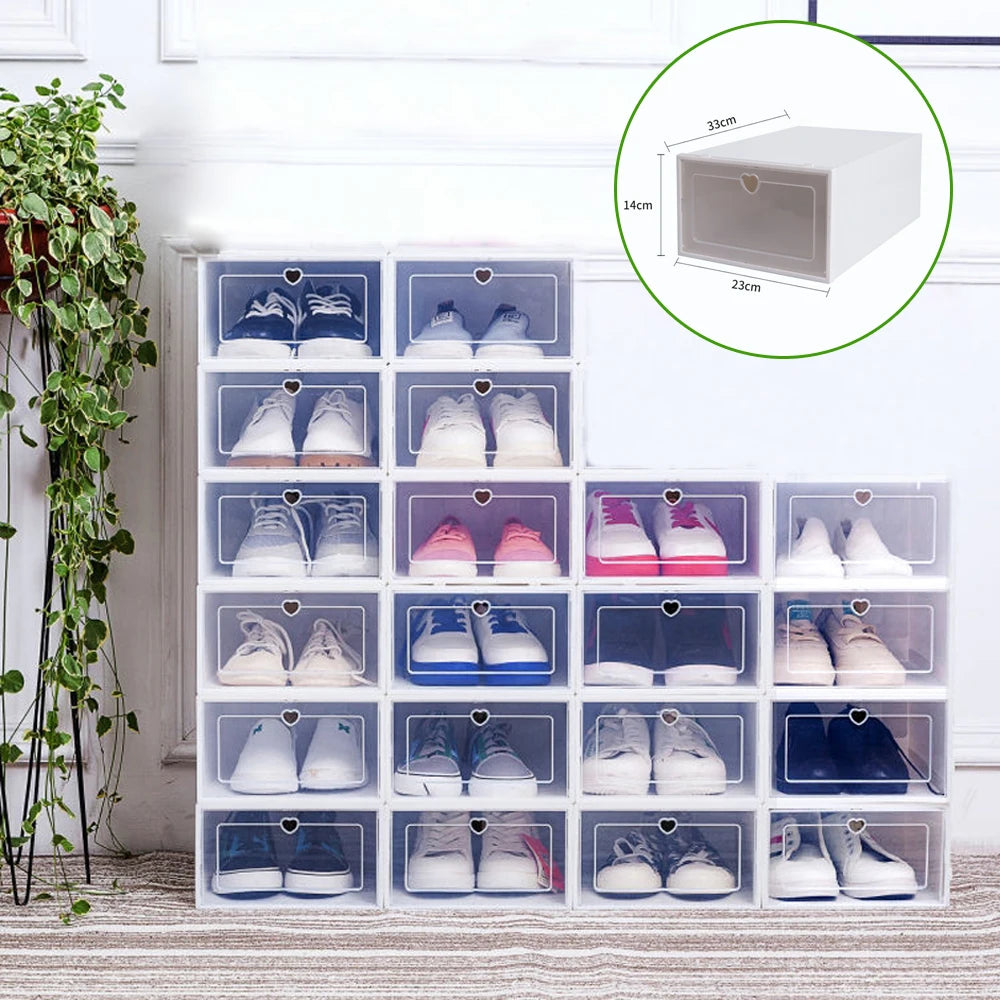Plastic Fold Shoe Boxes Stackable Shoes Case Shoe Organizer Transparent Drawer Shoebox Thickened Dustproof Shoe Rack Organizer