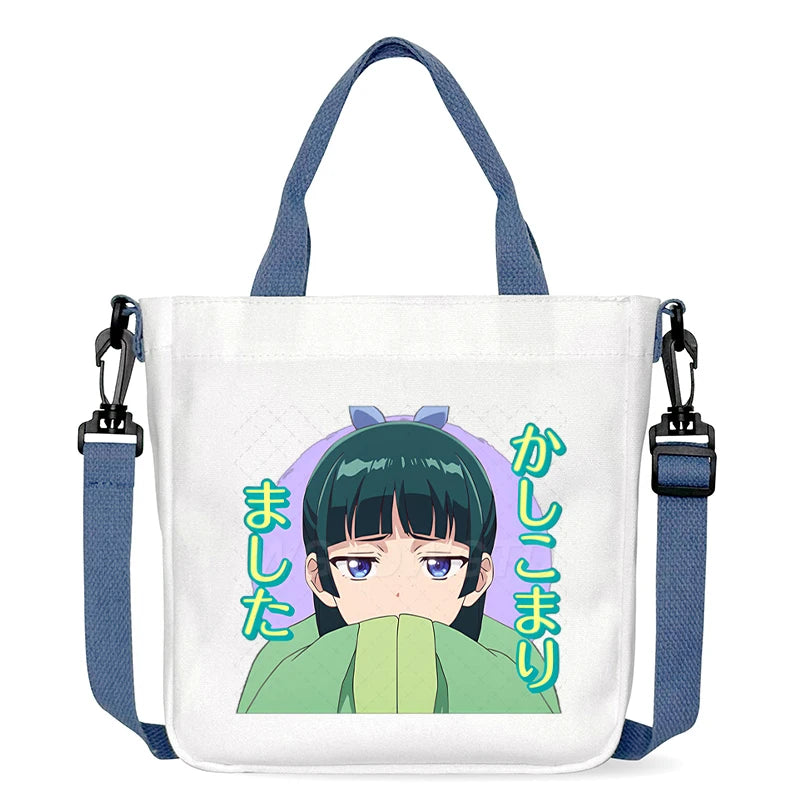 Cartoon The Apothecary Diaries Shoulder Bag Cute Maomao Pattern Canvas Crossbody Bags Casual Anime Women and Kids Messenger Bag